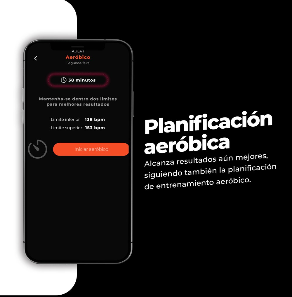 Planificación aeróbica con límites de frecuencia cardíaca en la app Gymnamic